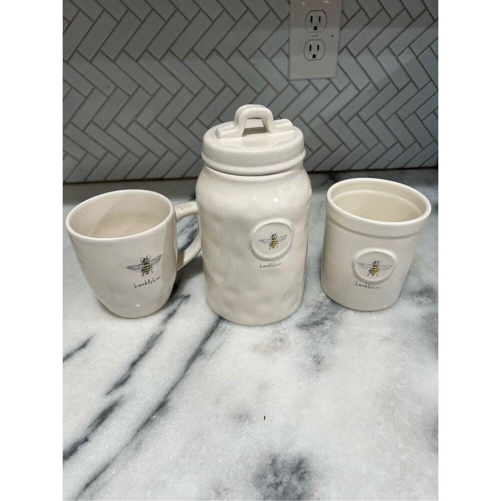 Rae Dunn Bumblebee Mug & Canister Set – Honey Jar Cottage Farmhouse Decor